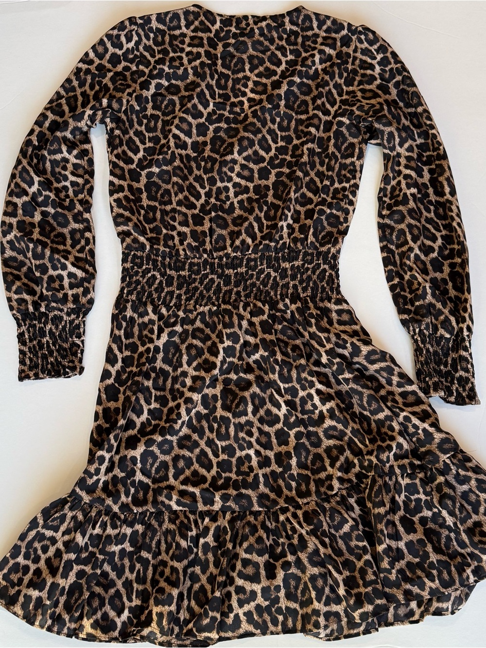 Michael Kors Petite XS Leopard Print Ruffle Dress Long Sleeve NWT - Picture 3 of 13